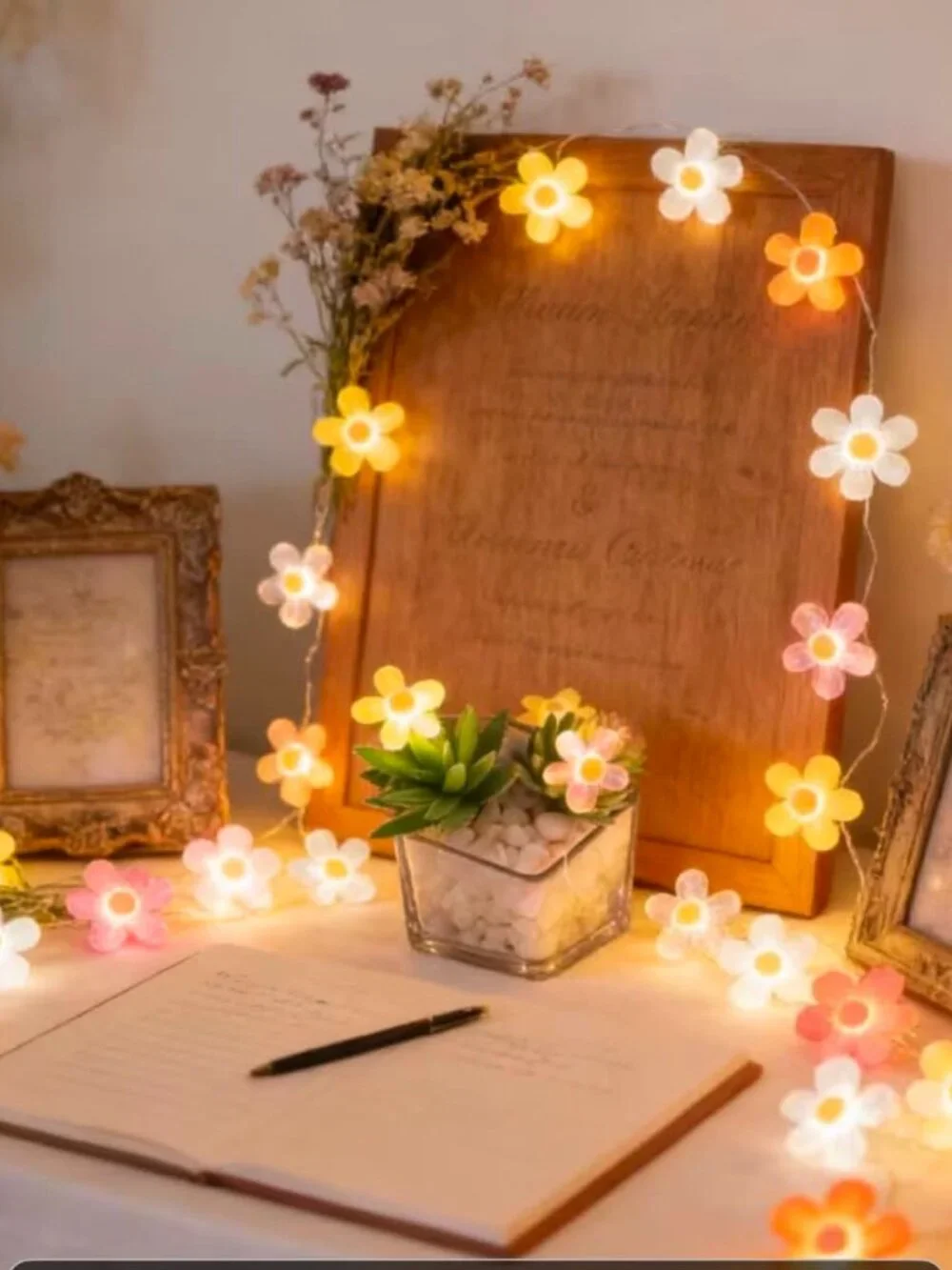 New 1pc Flower Light String with 20 LED Bulbs, Fairy Lights 78.74 inches